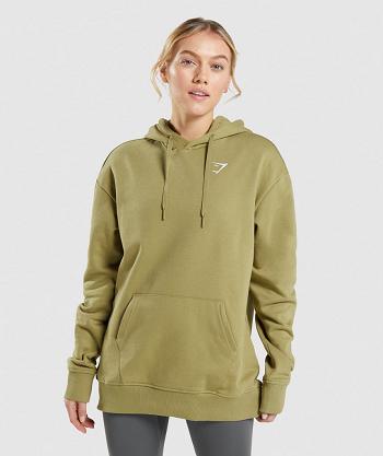Dámské Mikiny S Kapucí Gymshark Tréninková Oversized Zelene | CZ 3552RVD
